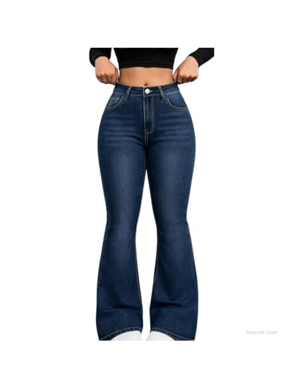 Plus Size High Waisted Flare Jeans Curvy Fit Super Stretch Denim Pants